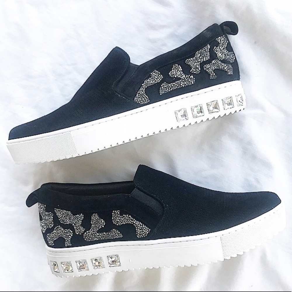 Staccato black leather slip-on shoes size 7